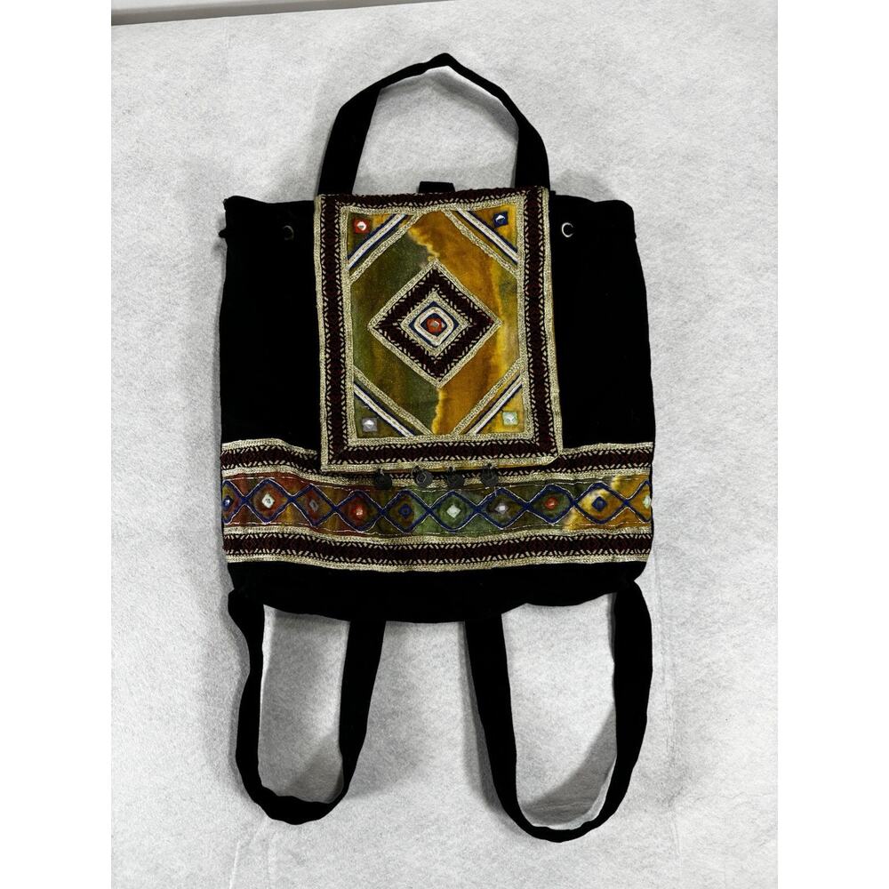 Earthbound Trading Co. Backpack Bag Made in India Boho Style Beaded Multicolor